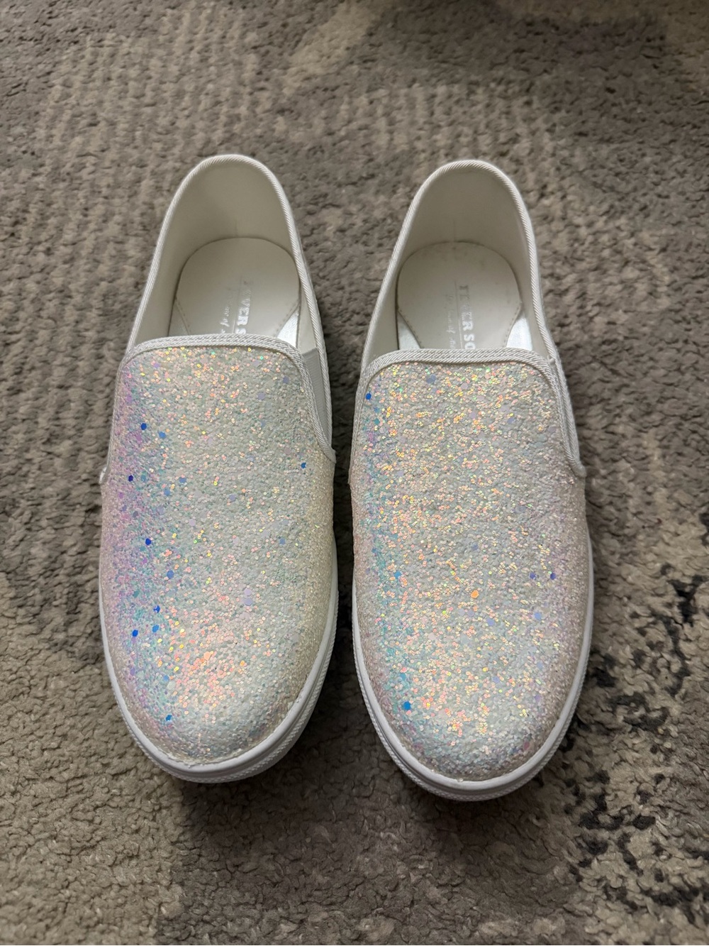 Iridescent Glitter Slip-On Sneakers - White - Picture 2 of 4